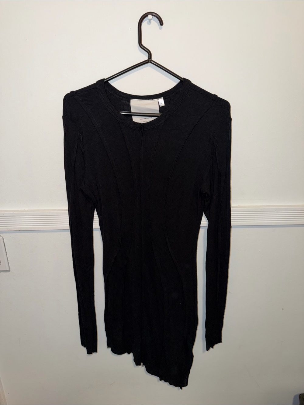 SAMI MIRO VINTAGE Black Ribbed Crewneck Top